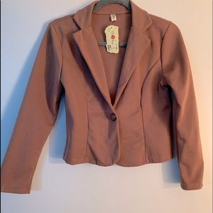 **NWT** Brown Cropped Cotton Blazer